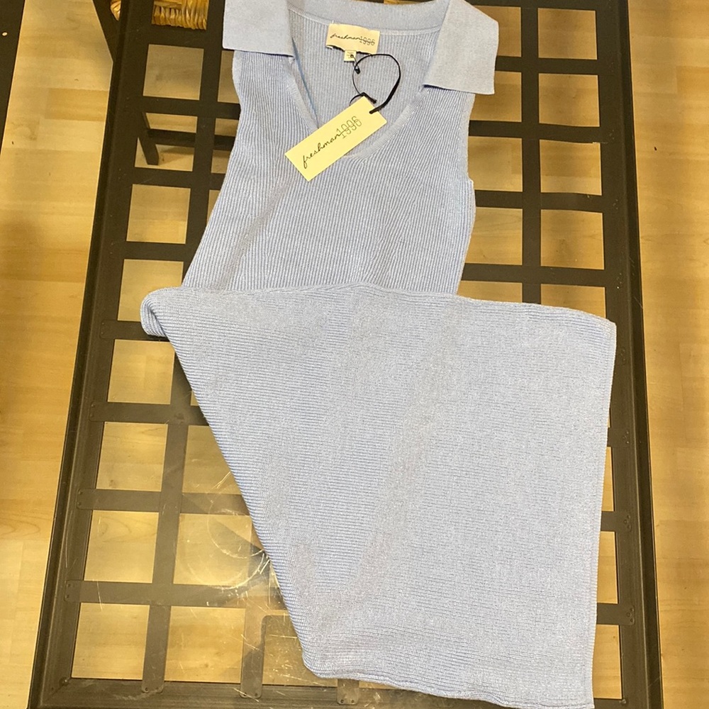 V-collar Ribbed-Knit Sweater Dress